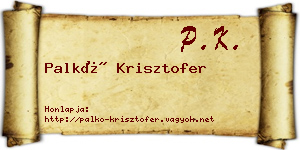 Palkó Krisztofer névjegykártya